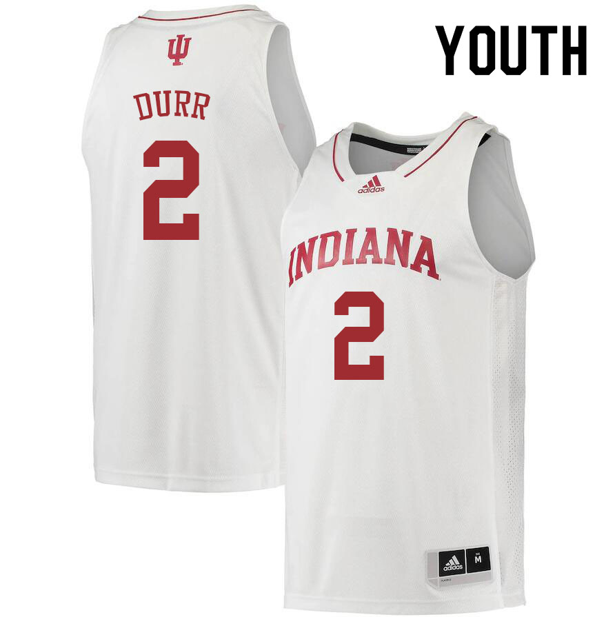Youth #2 Michael Durr Indiana Hoosiers College Basketball Jerseys Sale-White - Click Image to Close